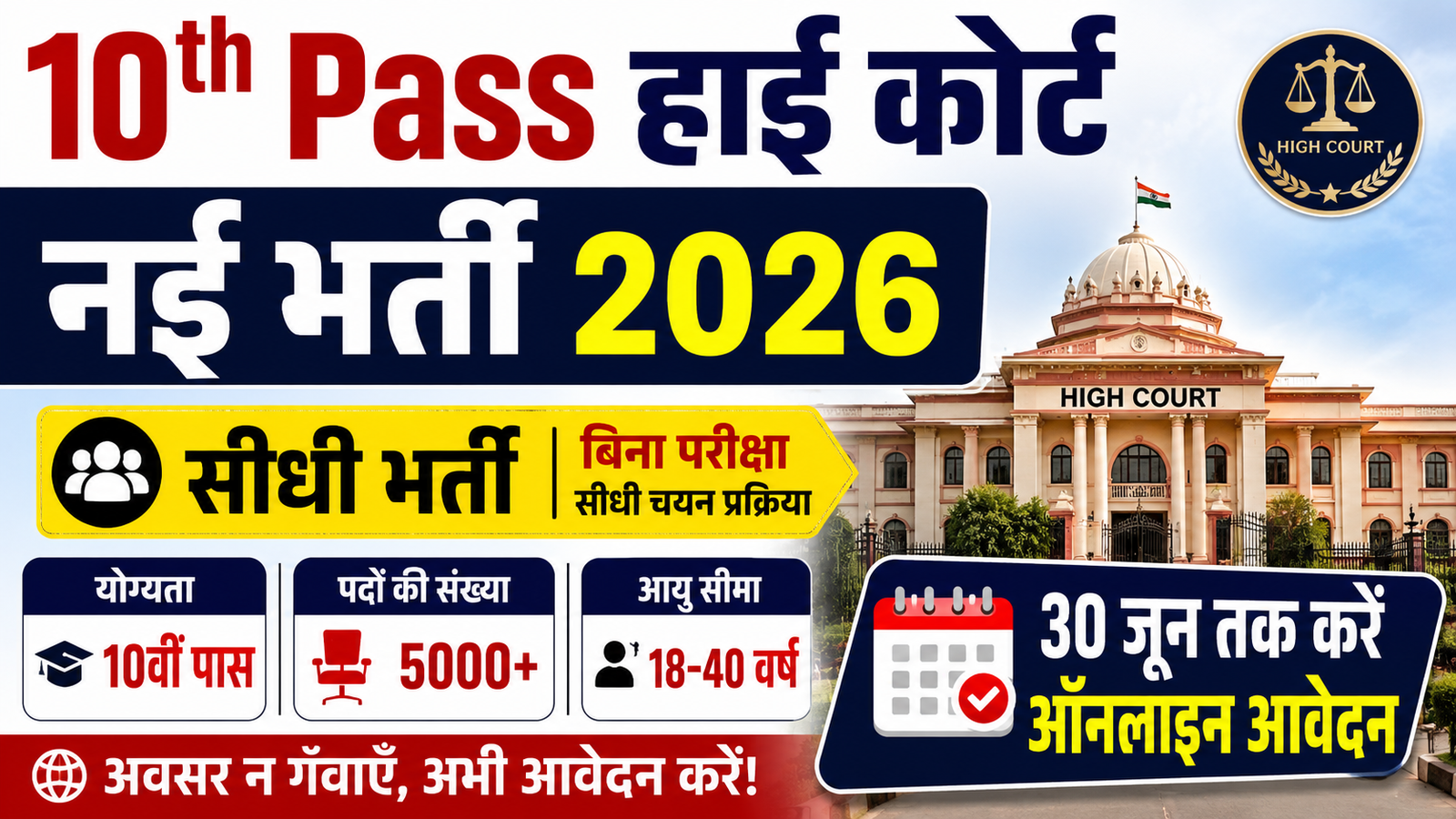 10Th Pass High Court New Vacancy 2026