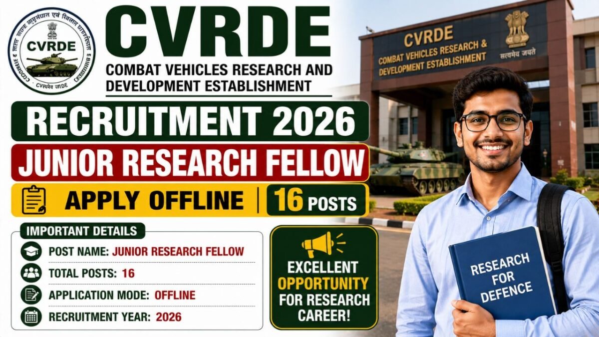 Cvrde Junior Research Fellow Recruitment 2026
