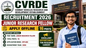 Cvrde Junior Research Fellow Recruitment 2026