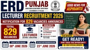 Erd Punjab Lecturer Recruitment 2026