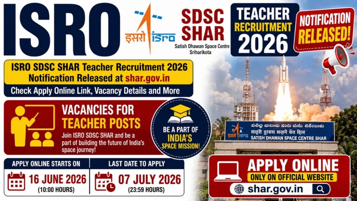 Isro Sdsc Shar Teacher Recruitment 2026