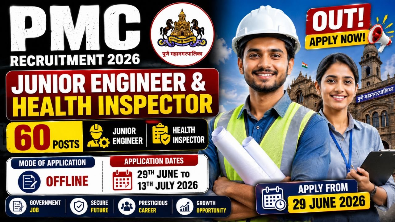 Pmc Junior Engineer &Amp; Health Inspector Recruitment 2026: Apply Offline For 60 Posts, Last Date 13 July 1 Pmc Junior Engineer &Amp; Health Inspector Recruitment 2026