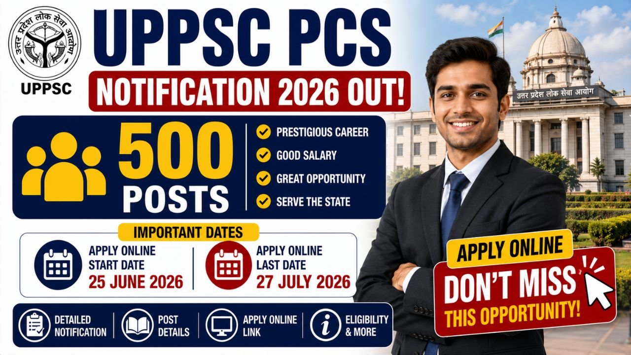Uppsc Pcs Notification 2026 Out – 500 Vacancies, Apply Online By 27 July 1 Uppsc Pcs Notification 2026