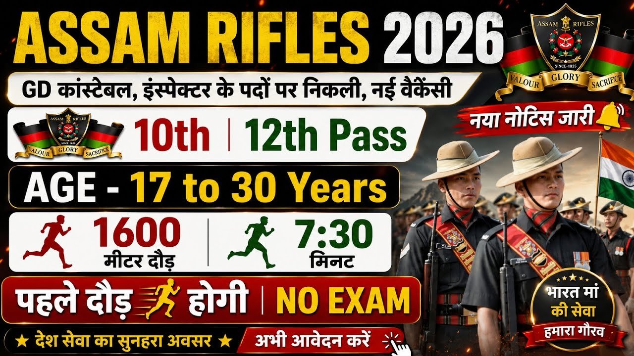 Assam Rifles Rally Recruitment 2026 Notification