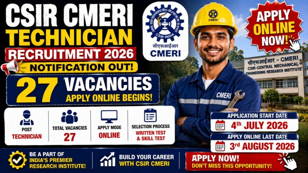 Csir Cmeri Technician Recruitment 2026