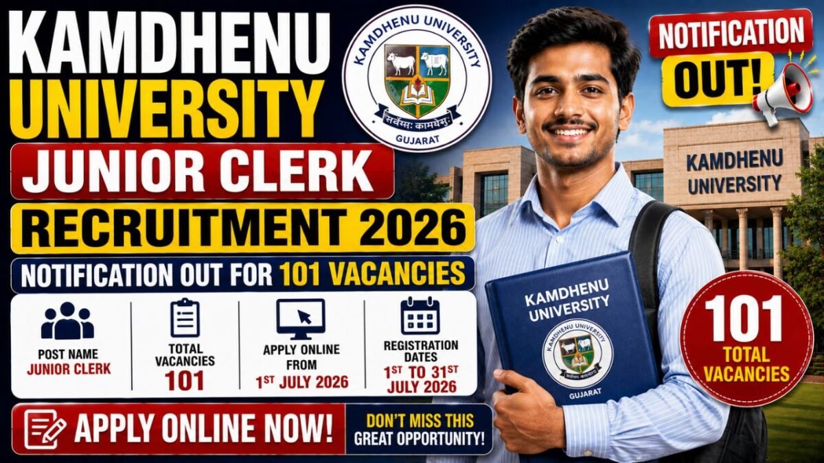 Kamdhenu University Junior Clerk Recruitment 2026
